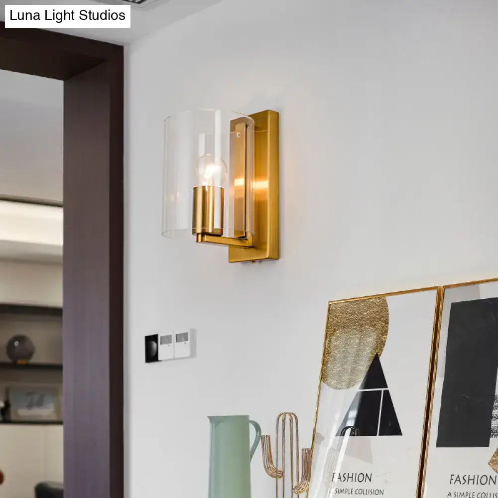 Post modern brass wall sconce bedroom clear textured white light