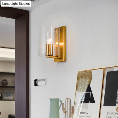 Post modern brass wall sconce bedroom clear textured white light