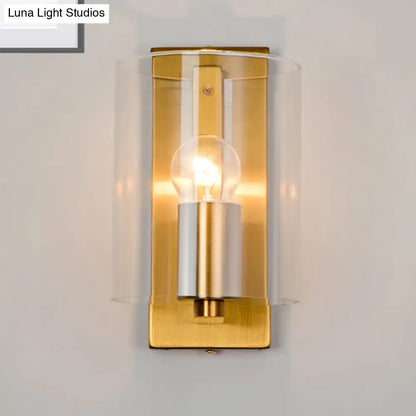 Post modern brass wall sconce bedroom clear textured white light