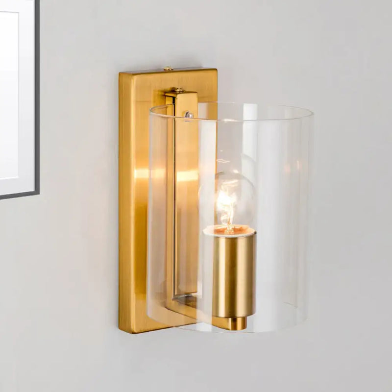 Post modern brass wall sconce bedroom clear textured white light