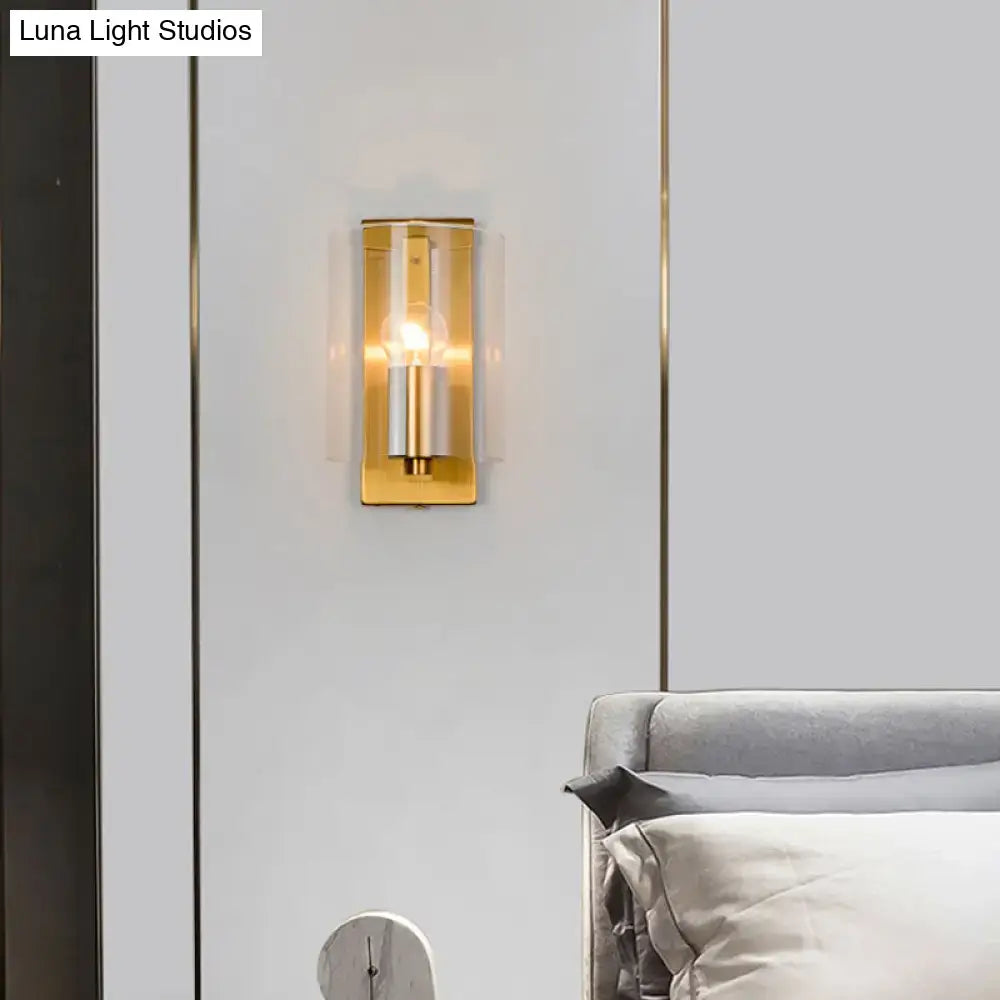 Post modern brass wall sconce bedroom clear textured white light