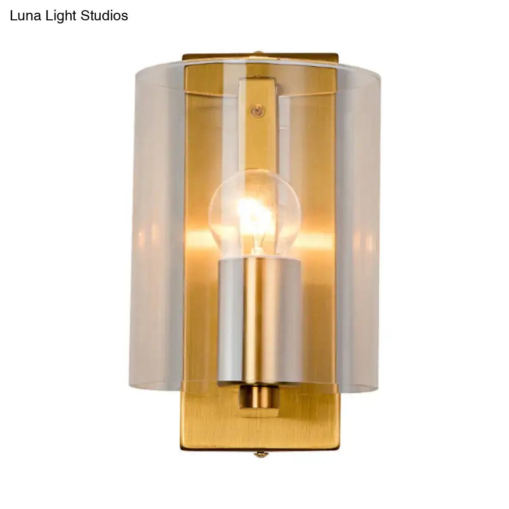 Post modern brass wall sconce bedroom clear textured white light