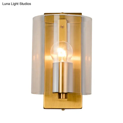 Post modern brass wall sconce bedroom clear textured white light