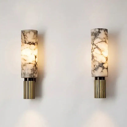 Post-modern brushed brass copper alabaster wall lamp for bedroom