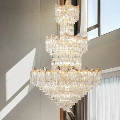 Post modern gold crystal duplex chandelier living room lighting