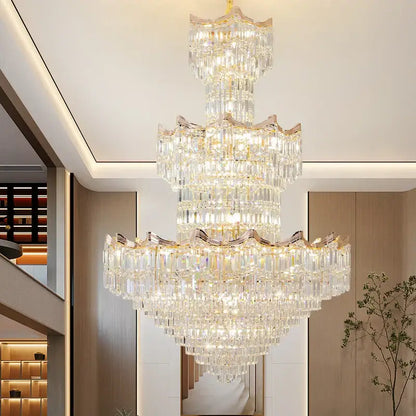 Post modern gold crystal duplex chandelier living room lighting