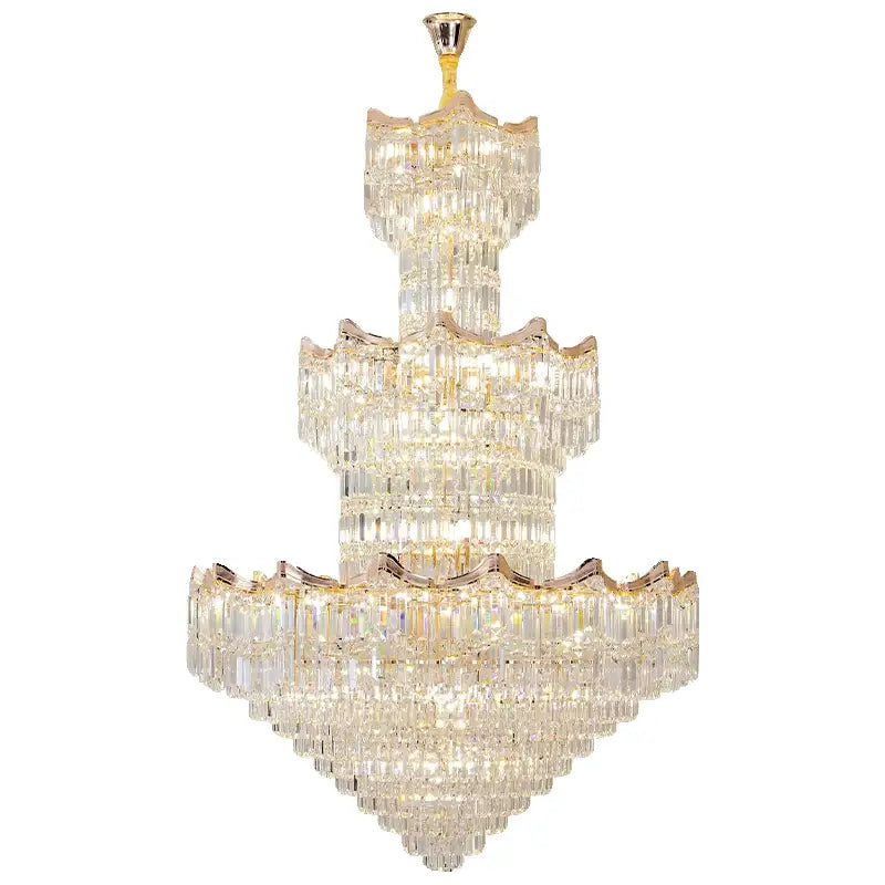 Post modern gold crystal duplex chandelier living room lighting