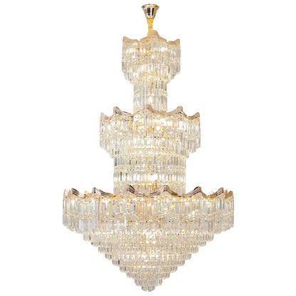 Post modern gold crystal duplex chandelier living room lighting