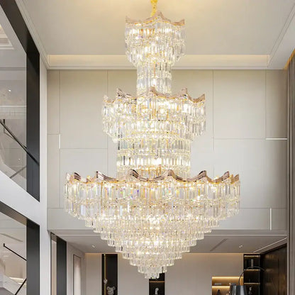 Post modern gold crystal duplex chandelier living room lighting