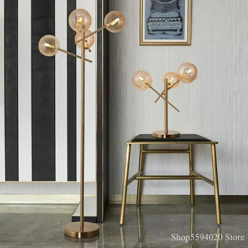 Post-modern gold glass bubble floor lamp for living room