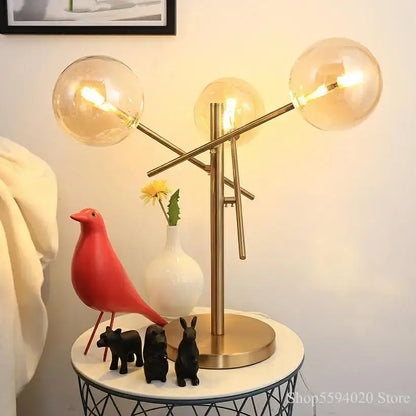 Post-modern gold glass bubble floor lamp for living room