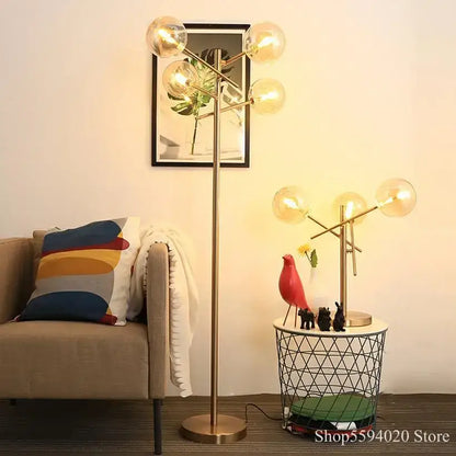 Post-modern gold glass bubble floor lamp for living room