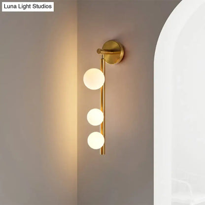 Post modern gold finish 3 head wall lamp living room sconce