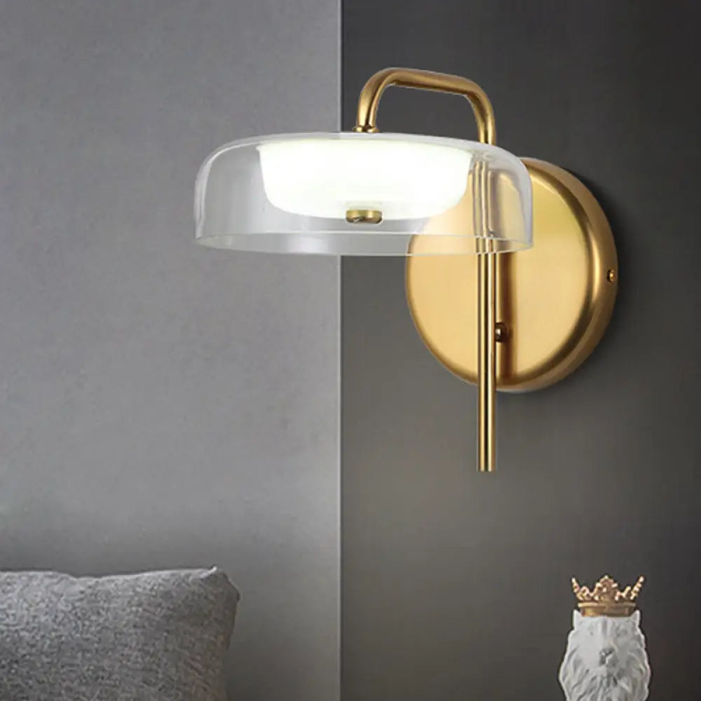 DecorBites™ Post-Modern Gold LED Bedside Wall Sconce with Clear Glass Shade