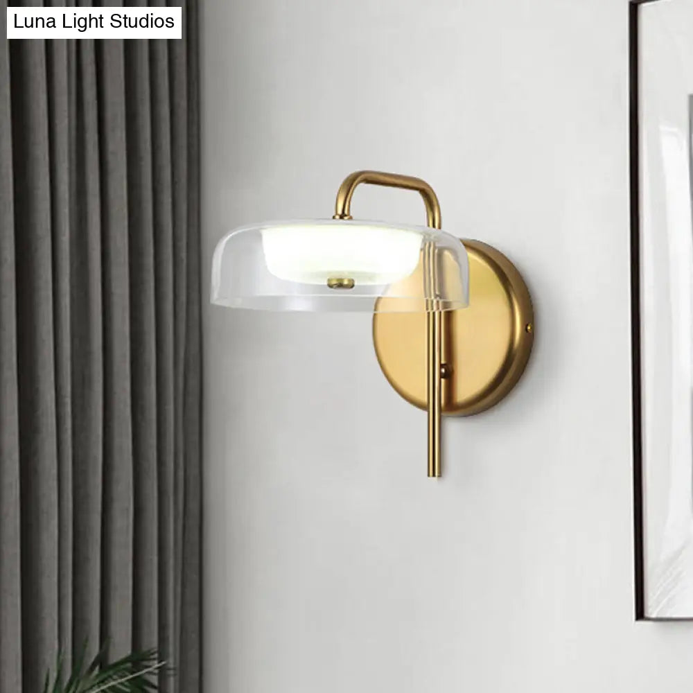 DecorBites™ Post-Modern Gold LED Bedside Wall Sconce with Clear Glass Shade