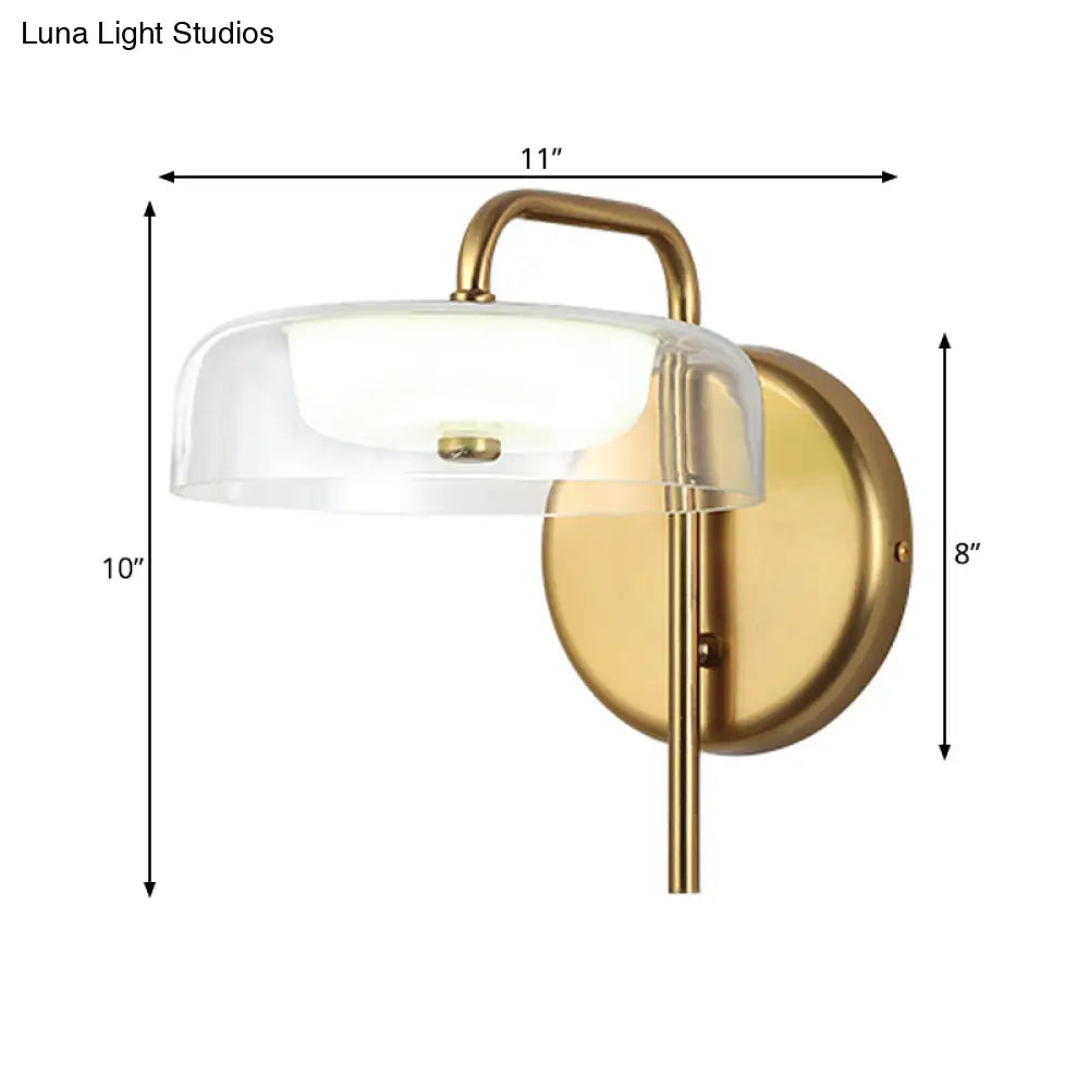 DecorBites™ Post-Modern Gold LED Bedside Wall Sconce with Clear Glass Shade
