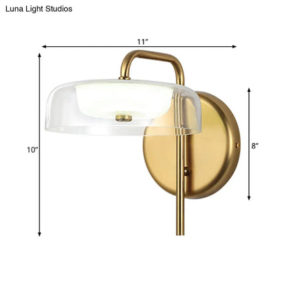 DecorBites™ Post-Modern Gold LED Bedside Wall Sconce with Clear Glass Shade