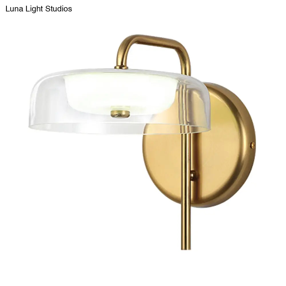 DecorBites™ Post-Modern Gold LED Bedside Wall Sconce with Clear Glass Shade