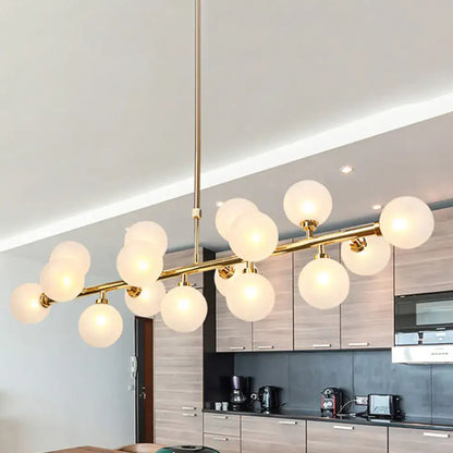 Post modern gold linear glass globe light fixture – dining room