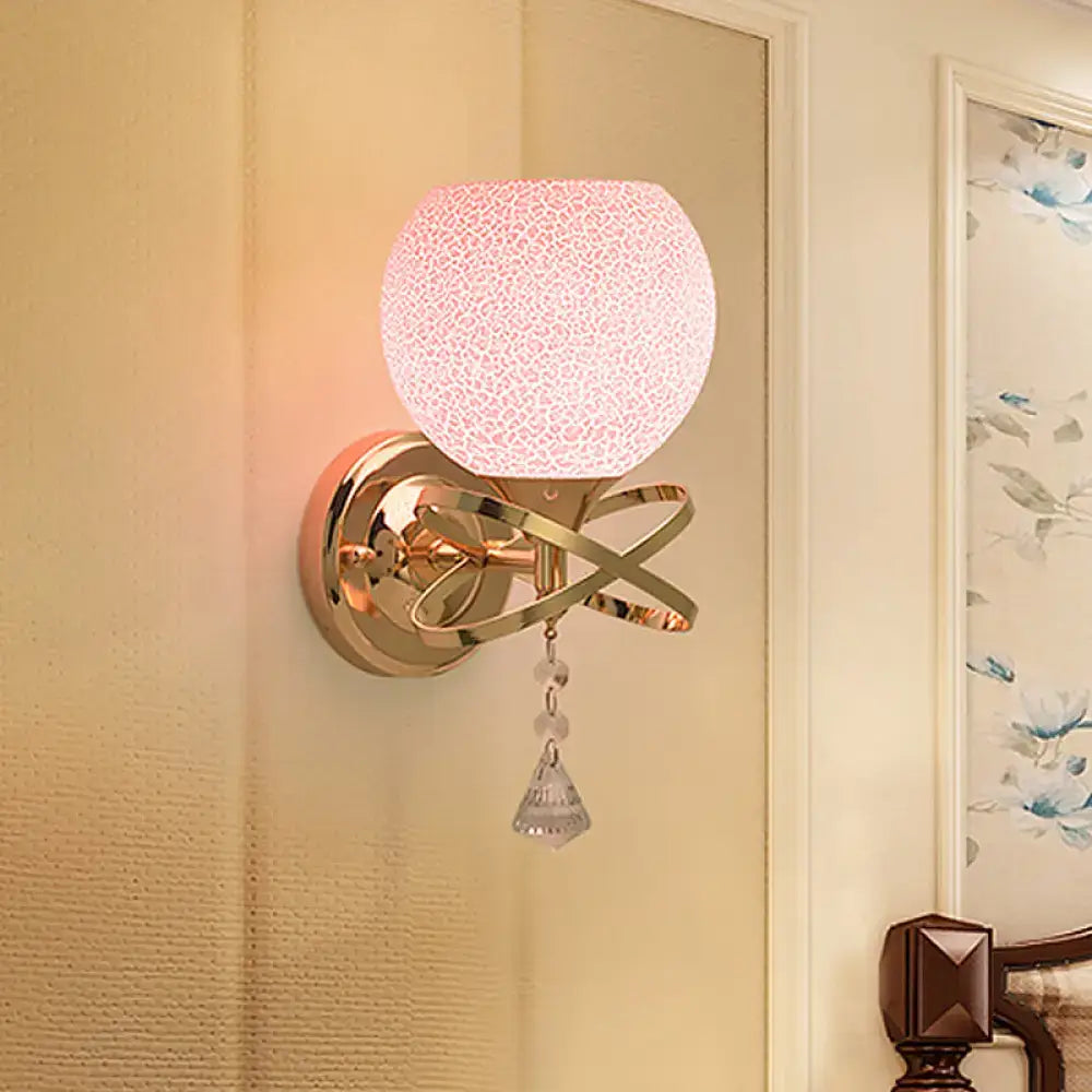 Post modern gold pink cracked glass wall lamp bedroom light fixture