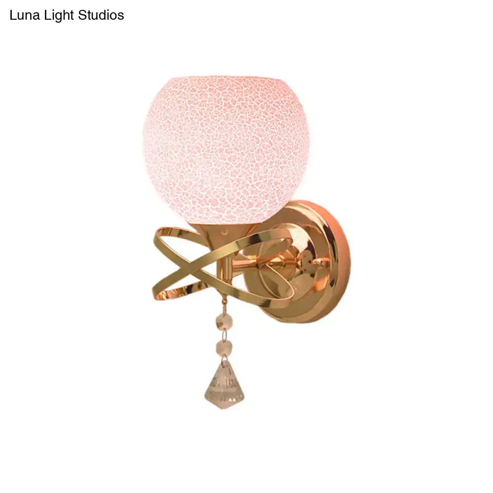 Post modern gold pink cracked glass wall lamp bedroom light fixture