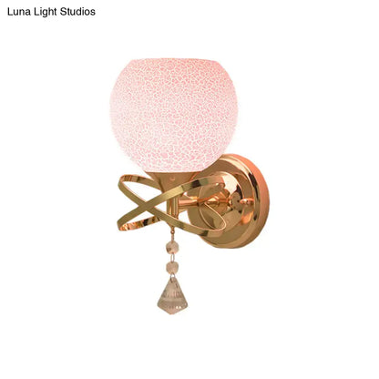 Post modern gold pink cracked glass wall lamp bedroom light fixture