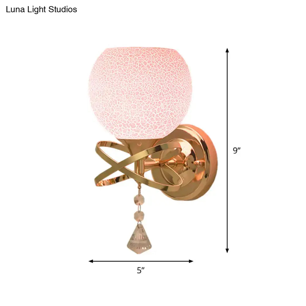 Post modern gold pink cracked glass wall lamp bedroom light fixture