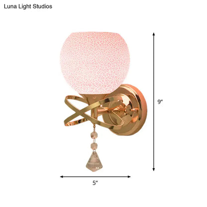 Post modern gold pink cracked glass wall lamp bedroom light fixture
