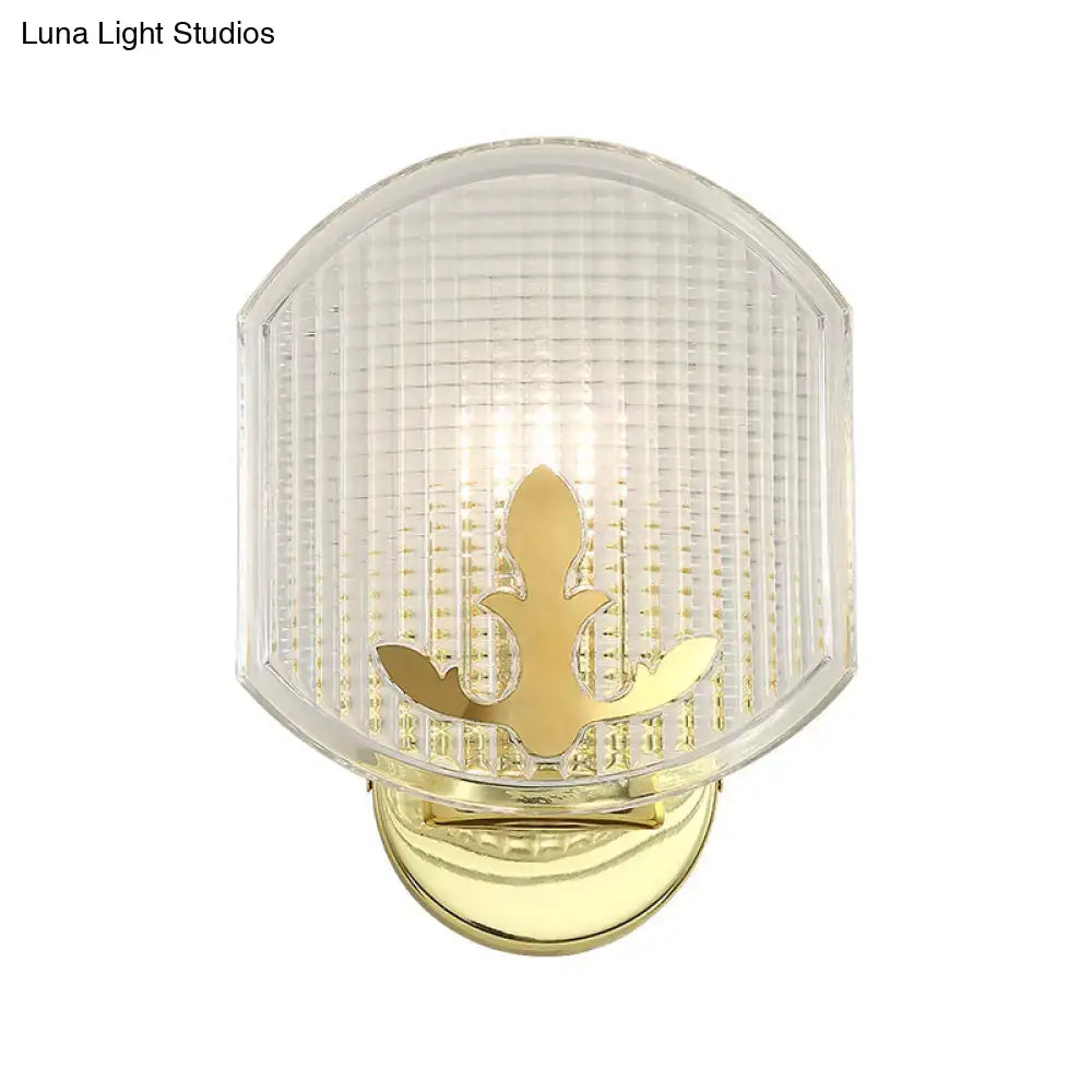 Post-modern gold wall sconce with clear lattice glass bedroom light