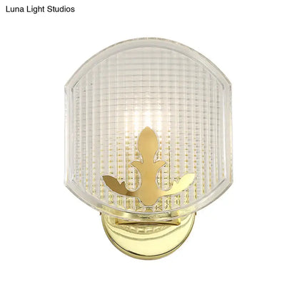 Post-modern gold wall sconce with clear lattice glass bedroom light