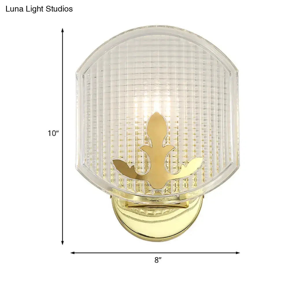 Post-modern gold wall sconce with clear lattice glass bedroom light