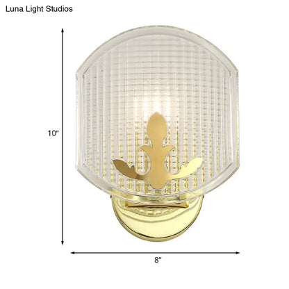 Post-modern gold wall sconce with clear lattice glass bedroom light