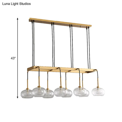 DecorBites™ Post-Modern Island Chandelier with Clear Glass and Gold Finish - 6/8 LED Lights and Canopy Options
