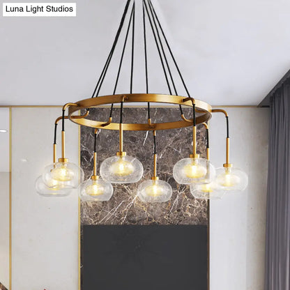 DecorBites™ Post-Modern Island Chandelier with Clear Glass and Gold Finish - 6/8 LED Lights and Canopy Options