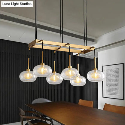 DecorBites™ Post-Modern Island Chandelier with Clear Glass and Gold Finish - 6/8 LED Lights and Canopy Options
