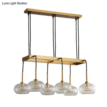DecorBites™ Post-Modern Island Chandelier with Clear Glass and Gold Finish - 6/8 LED Lights and Canopy Options