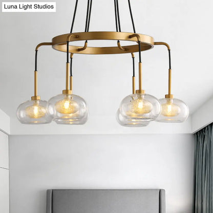 DecorBites™ Post-Modern Island Chandelier with Clear Glass and Gold Finish - 6/8 LED Lights and Canopy Options