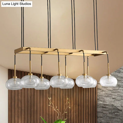 DecorBites™ Post-Modern Island Chandelier with Clear Glass and Gold Finish - 6/8 LED Lights and Canopy Options