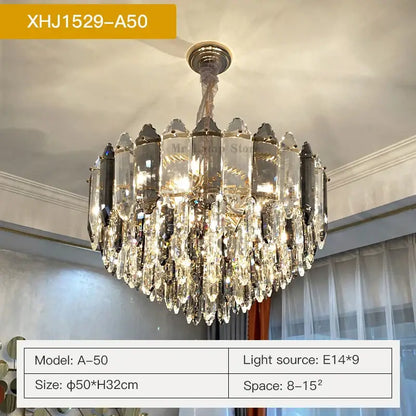 Post modern silver & brass crystal chandelier living room
