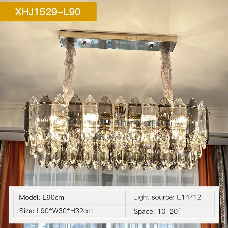 Post modern silver & brass crystal chandelier living room