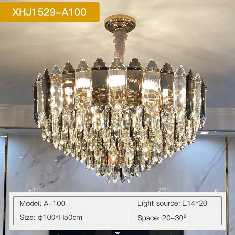 Post modern silver & brass crystal chandelier living room