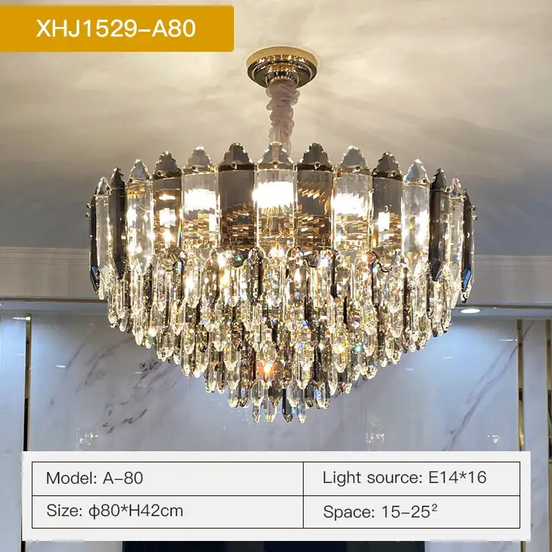 Post modern silver & brass crystal chandelier living room