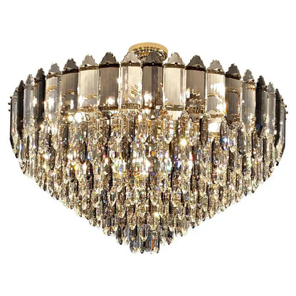 Post modern silver & brass crystal chandelier living room