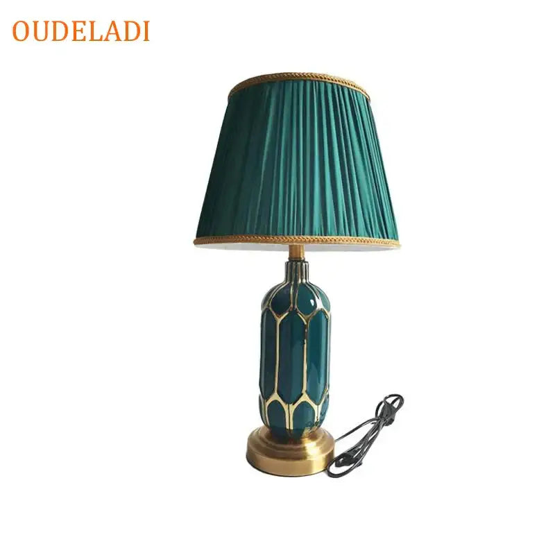 Post modern teal & gold ceramic table lamp bedroom lighting