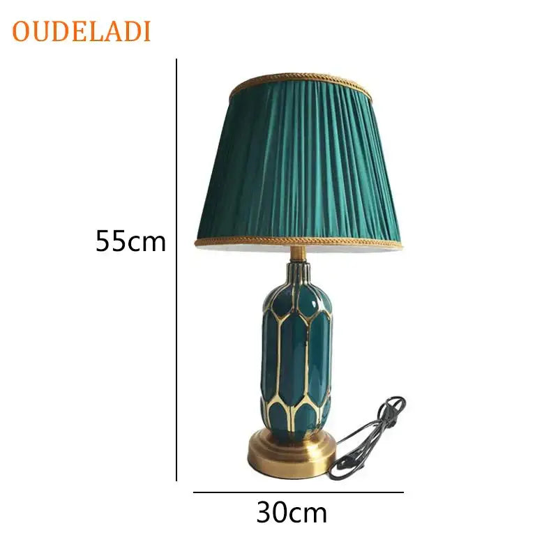 Post modern teal & gold ceramic table lamp bedroom lighting
