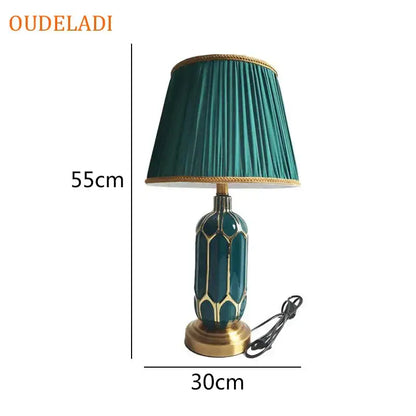 Post modern teal & gold ceramic table lamp bedroom lighting