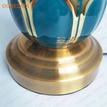 Post modern teal & gold ceramic table lamp bedroom lighting