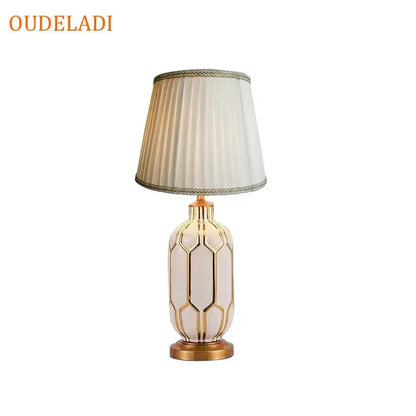 Post modern teal & gold ceramic table lamp bedroom lighting