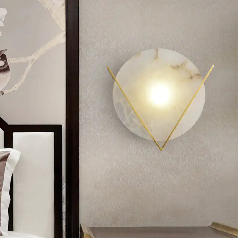 Post modern white marble and gold wall light sconce bedroom lamp