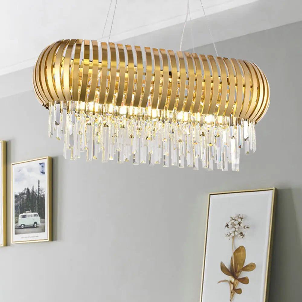 DecorBites™ Postmodern 16-Light Gold Island Chandelier with Crystal Icicles